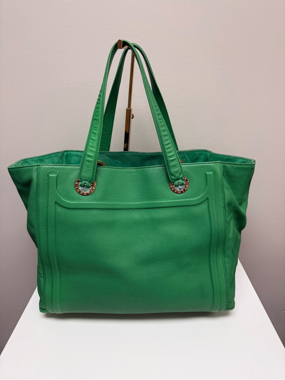 BVLGARI Chandra Large Leather Tote – Vibrant Green